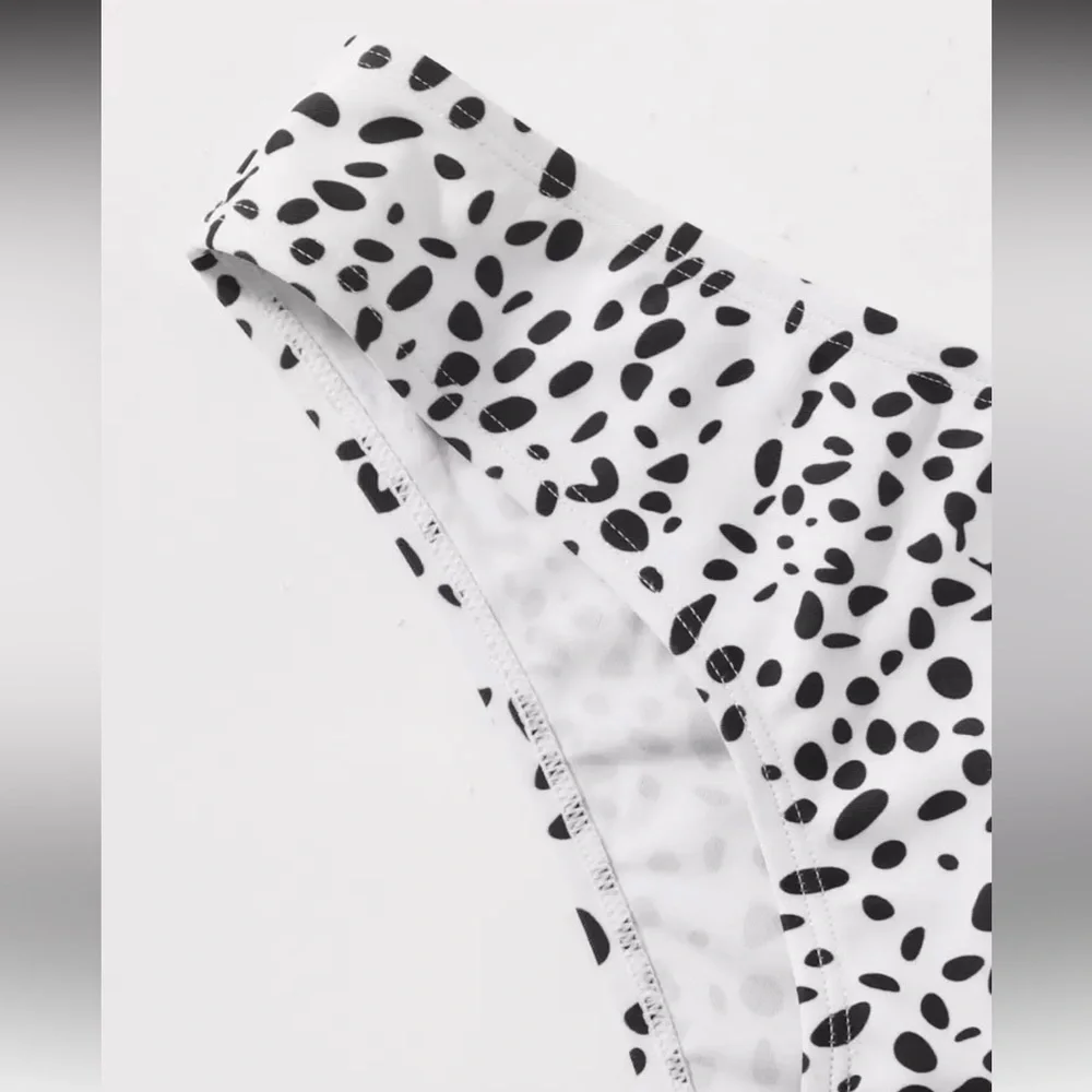 SHEIN Black and White Dalmatian Print Bikini Set - Picture 4 of 6
